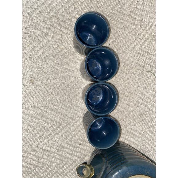 Vintage Otagiri OMC Stoneware Saki Cups Teapot Set of 4 Missing Top - Picture 8 of 12